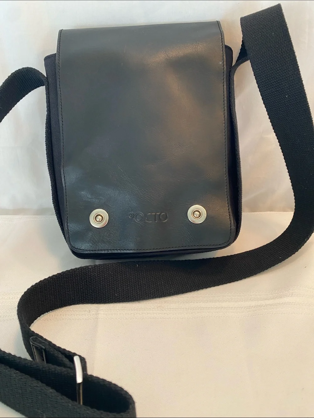 Black Leather-Style Crossbody Messenger Bag for Men